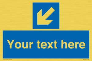 Custom Directional signage blue down left arrow 